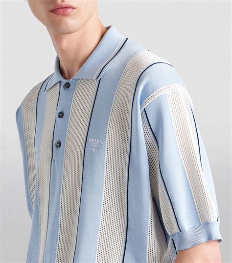 prada striped silk-blend short sleeve sweater pink blue brown|prada polo shirts.